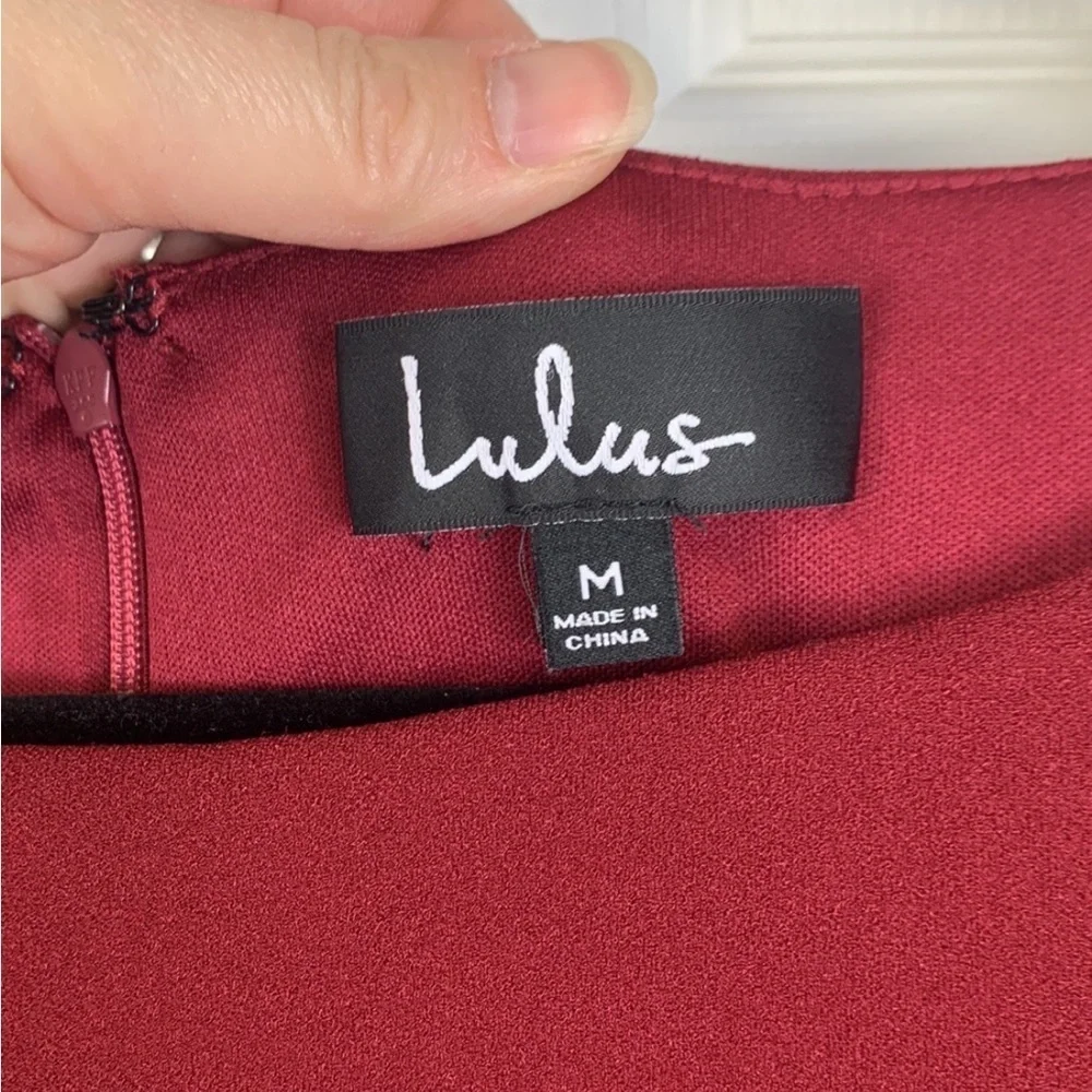 Lulus fall for you burgundy skater dress sz med - Picture 7 of 12